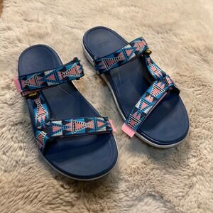 Teva Sandals Terra Float Blue Size 7 Geometric Print Slip On